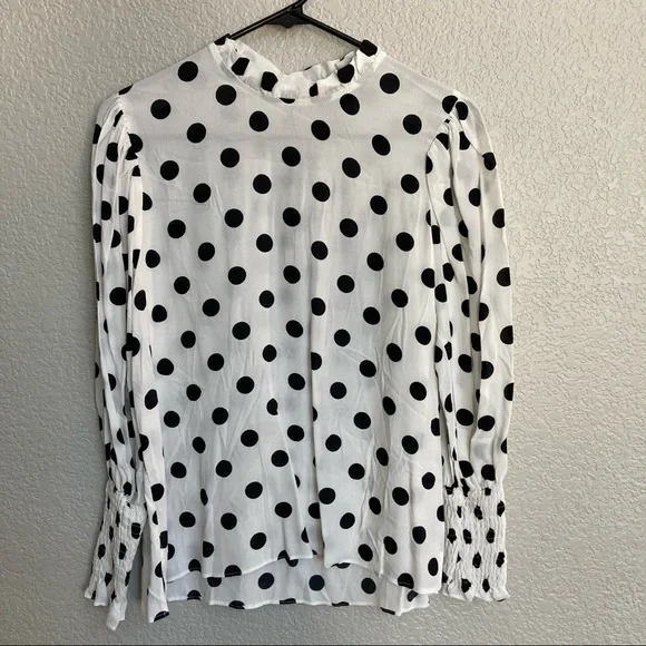 Sold Zara Woman Polka Dot Smocked Blouse NWT Size S - Picture 2 of 7